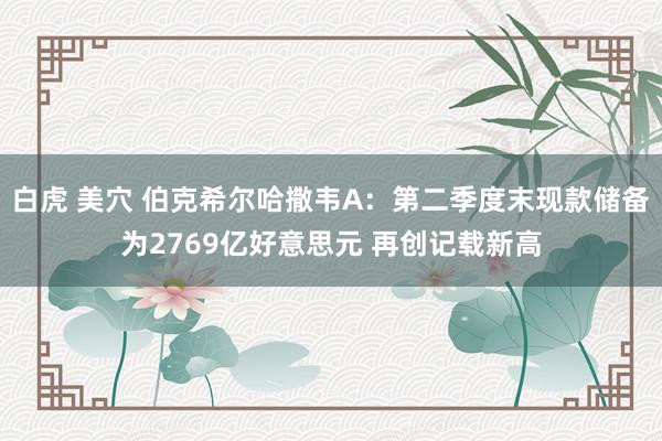 白虎 美穴 伯克希尔哈撒韦A：第二季度末现款储备为2769亿好意思元 再创记载新高