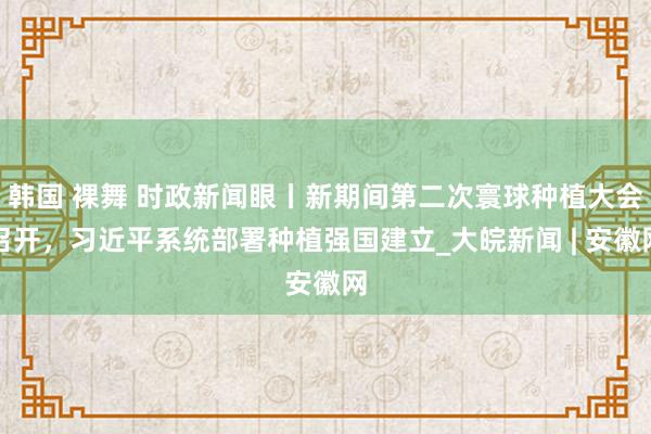 韩国 裸舞 时政新闻眼丨新期间第二次寰球种植大会召开，习近平系统部署种植强国建立_大皖新闻 | 安徽网