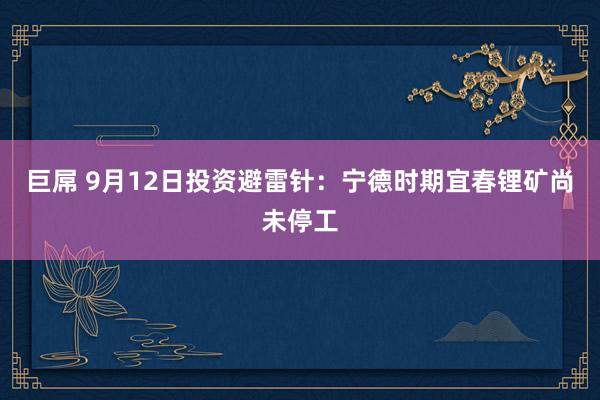 巨屌 9月12日投资避雷针：宁德时期宜春锂矿尚未停工