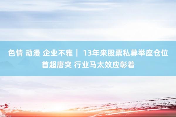 色情 动漫 企业不雅｜ 13年来股票私募举座仓位首超唐突 行业马太效应彰着