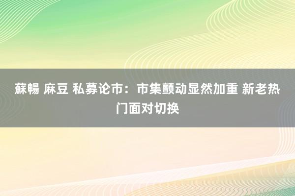 蘇暢 麻豆 私募论市：市集颤动显然加重 新老热门面对切换