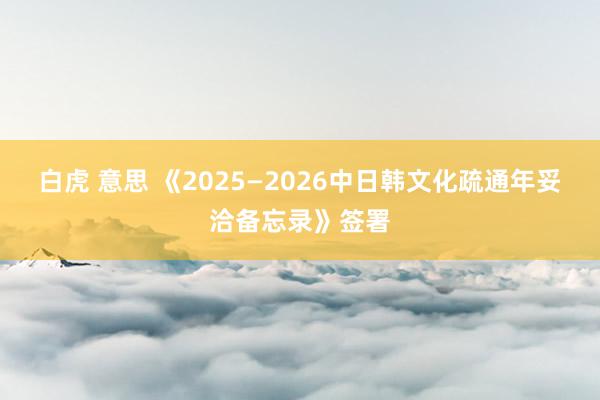 白虎 意思 《2025—2026中日韩文化疏通年妥洽备忘录》签署