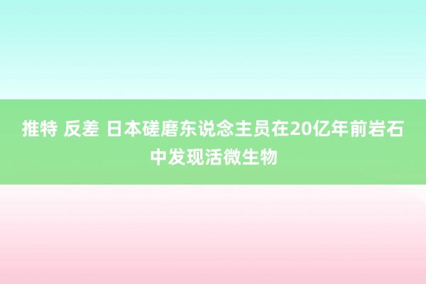 推特 反差 日本磋磨东说念主员在20亿年前岩石中发现活微生物