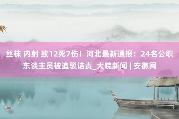 丝袜 内射 致12死7伤！河北最新通报：24名公职东谈主员被追驳诘责_大皖新闻 | 安徽网