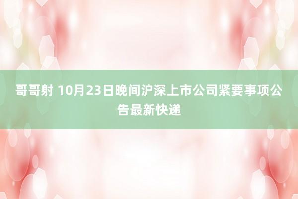 哥哥射 10月23日晚间沪深上市公司紧要事项公告最新快递