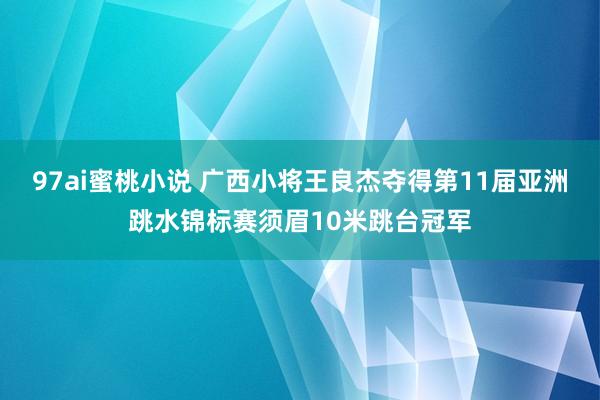 97ai蜜桃小说 广西小将王良杰夺得第11届亚洲跳水锦标赛须眉10米跳台冠军