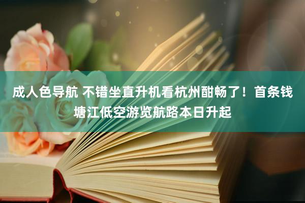 成人色导航 不错坐直升机看杭州酣畅了！首条钱塘江低空游览航路本日升起