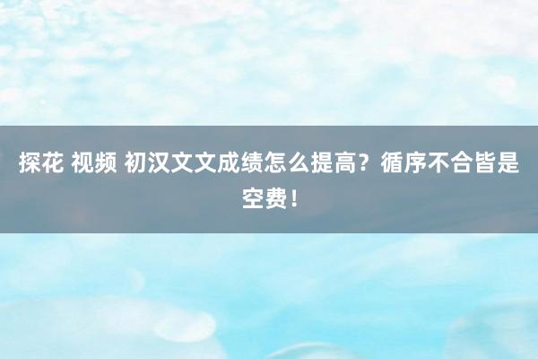 探花 视频 初汉文文成绩怎么提高？循序不合皆是空费！