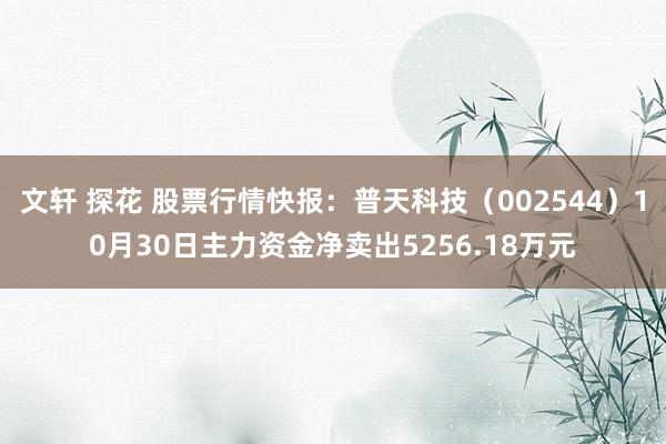 文轩 探花 股票行情快报：普天科技（002544）10月30日主力资金净卖出5256.18万元