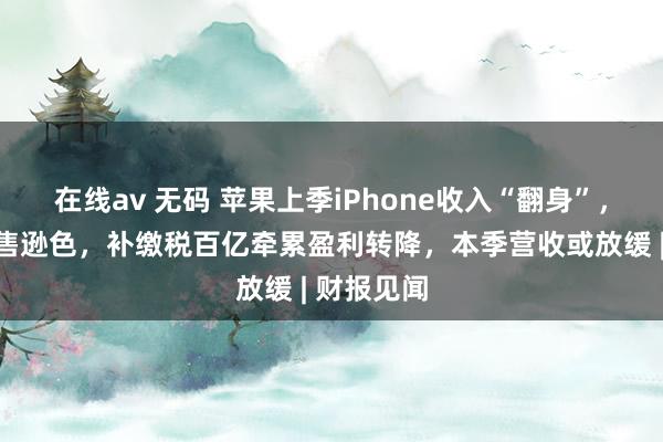 在线av 无码 苹果上季iPhone收入“翻身”，但在华销售逊色，补缴税百亿牵累盈利转降，本季营收或放缓 | 财报见闻