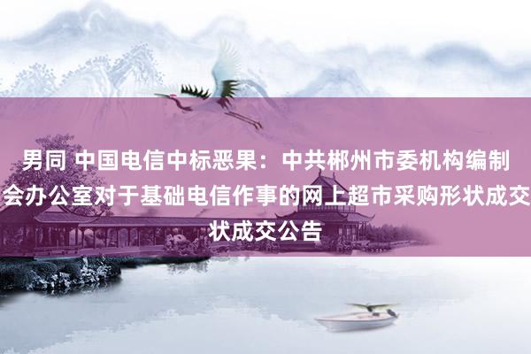 男同 中国电信中标恶果：中共郴州市委机构编制委员会办公室对于基础电信作事的网上超市采购形状成交公告