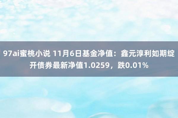 97ai蜜桃小说 11月6日基金净值：鑫元淳利如期绽开债券最新净值1.0259，跌0.01%