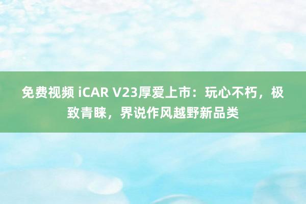 免费视频 iCAR V23厚爱上市：玩心不朽，极致青睐，界说作风越野新品类