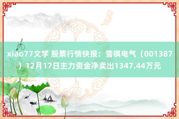 xiao77文学 股票行情快报：雪祺电气（001387）12月17日主力资金净卖出1347.44万元