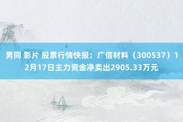 男同 影片 股票行情快报：广信材料（300537）12月17日主力资金净卖出2905.33万元