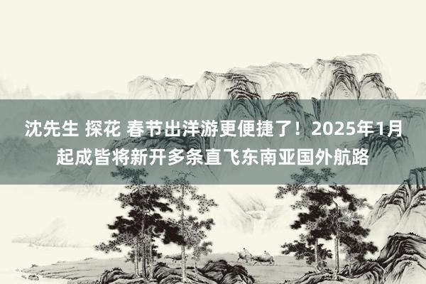 沈先生 探花 春节出洋游更便捷了！2025年1月起成皆将新开多条直飞东南亚国外航路