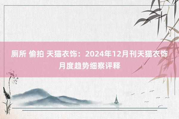 厕所 偷拍 天猫衣饰：2024年12月刊天猫衣饰月度趋势细察评释