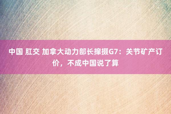 中国 肛交 加拿大动力部长撺掇G7：关节矿产订价，不成中国说了算